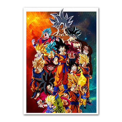 Dragon Ball Goku Van Gogh Starry Night Anime Oil Painting Poster Canvas Painting Dragon Ball Super Vegeta kid's Wall Painting