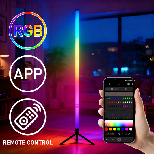 Smart LED Floor Lamp with RGB Remote And APP Control Music Sync Corner Lighting Timer Modern Mood for Living Room And Gaming