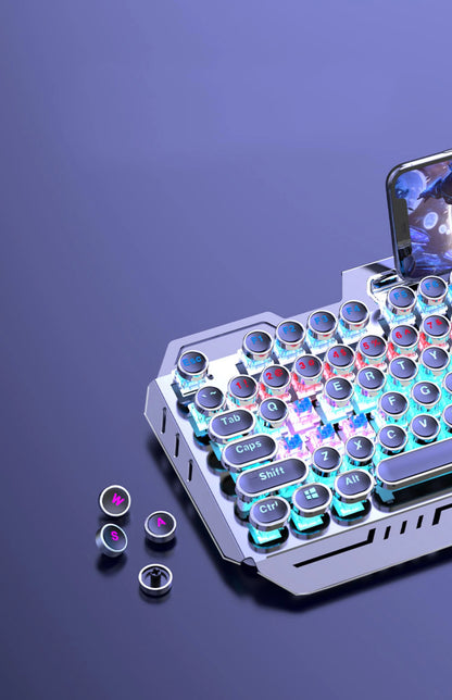 RGB Backlit Mechanical Keyboard Hotswap E-Sports Game Computer Wired 104 Key Steampunk Aluminum Alloy Gamer Home Office Keyboard