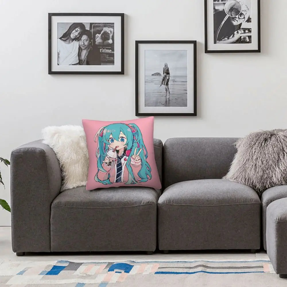 Cushion Covers Anime Hatsune Miku Pillow Case Awesome Decor Pillowcover for Living Room 40*40cm