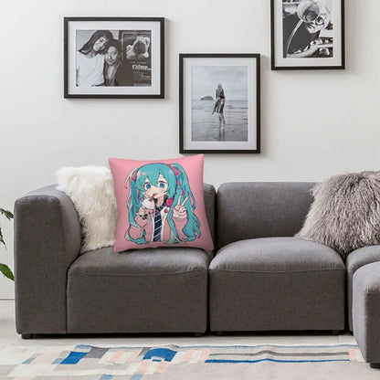 Cushion Covers Anime Hatsune Miku Pillow Case Awesome Decor Pillowcover for Living Room 40*40cm