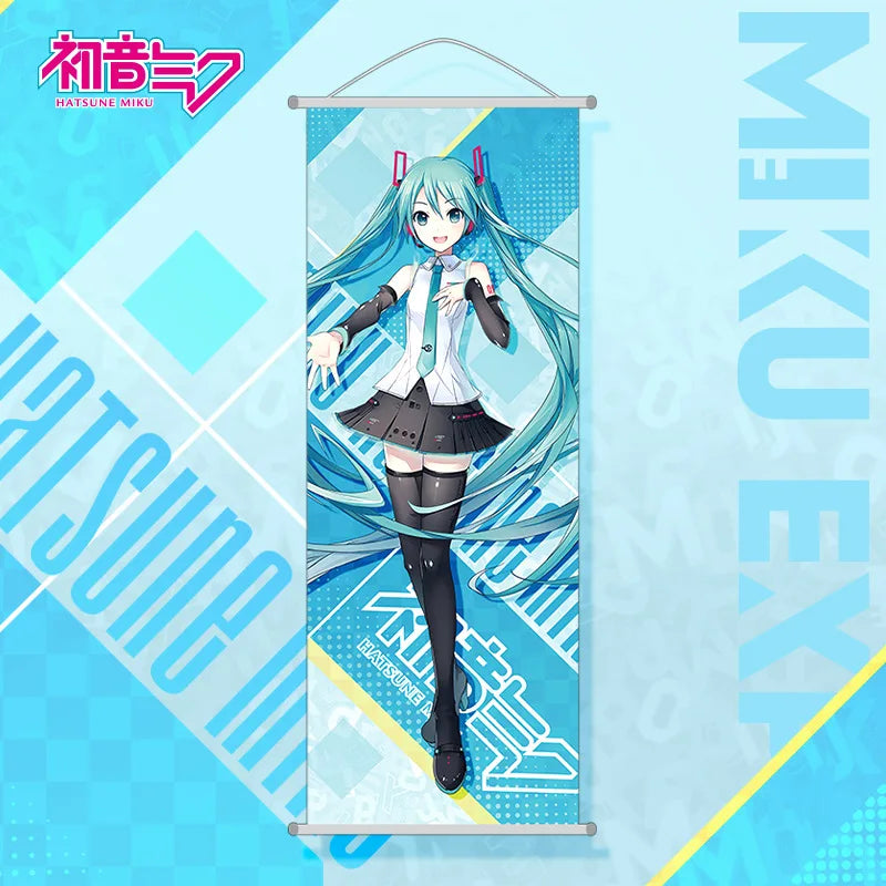 Hatsune Miku New Hanging Picture Cartoon Hatsune Miku Scroll Canvas Painting Two-dimensional Anime Peripherals Gifts for Girls
