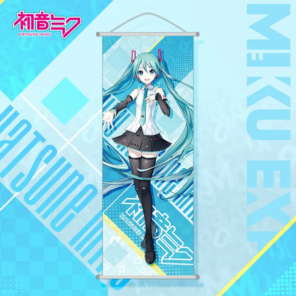 Hatsune Miku New Hanging Picture Cartoon Hatsune Miku Scroll Canvas Painting Two-dimensional Anime Peripherals Gifts for Girls