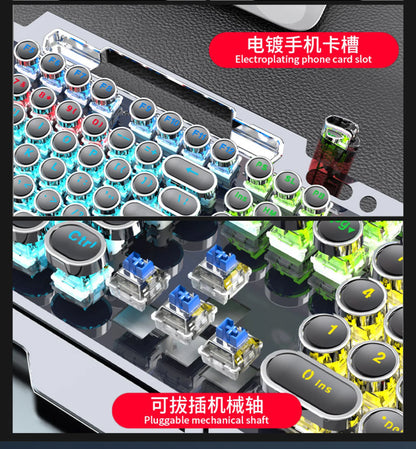 RGB Backlit Mechanical Keyboard Hotswap E-Sports Game Computer Wired 104 Key Steampunk Aluminum Alloy Gamer Home Office Keyboard