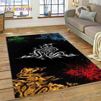 Razer Logo Game Snake Cartoon Customized Rug Carpet for Living Room Bedroom Decor,Non-slip Decoration for Sofa Doormat Gift Kid