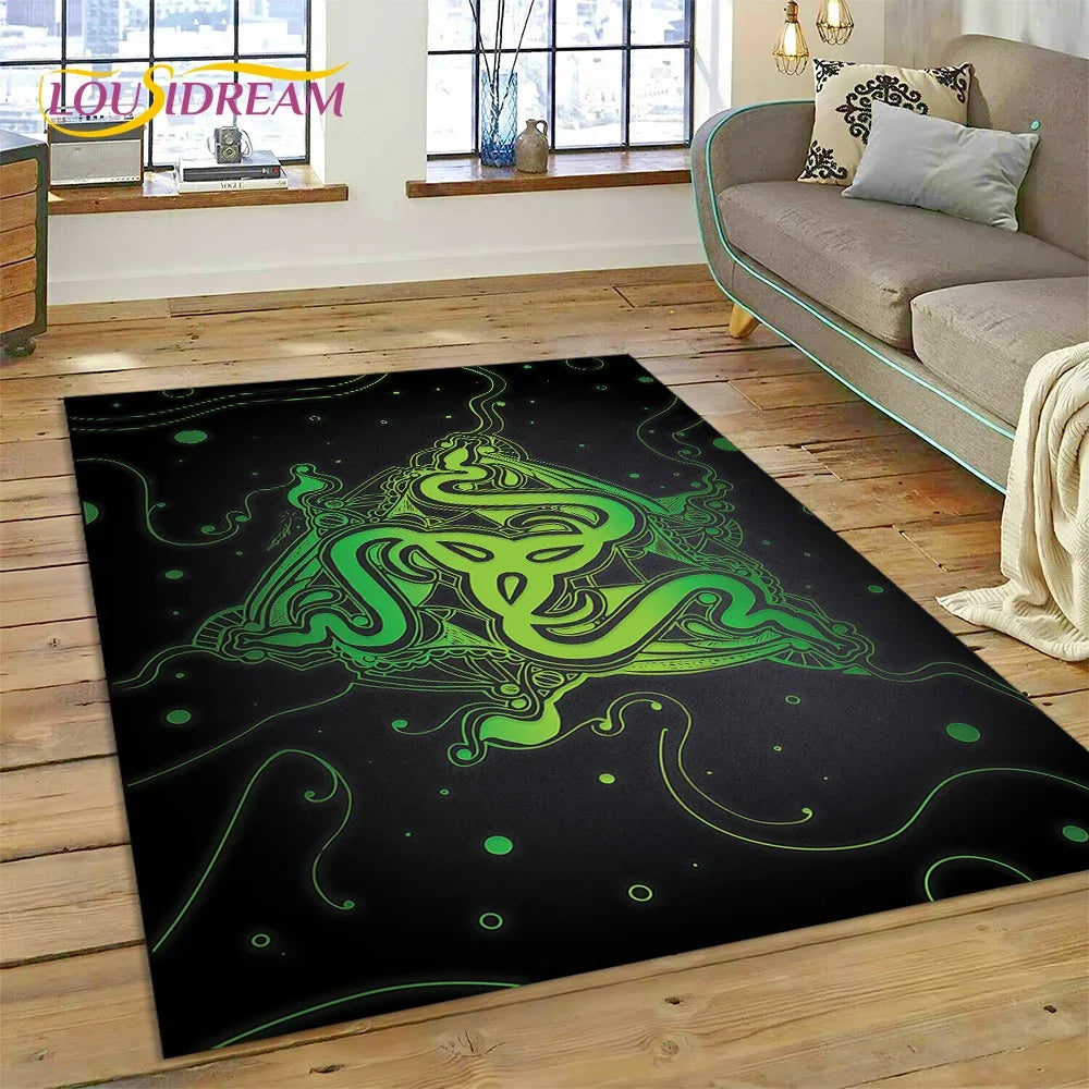 Razer Logo Game Snake Cartoon Customized Rug Carpet for Living Room Bedroom Decor,Non-slip Decoration for Sofa Doormat Gift Kid