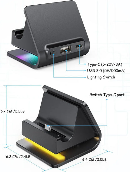 Charger Dock for Switch 2 Joycons Controller Portable Base RGB Charging Stand Station for Switch 2  Game Accessories