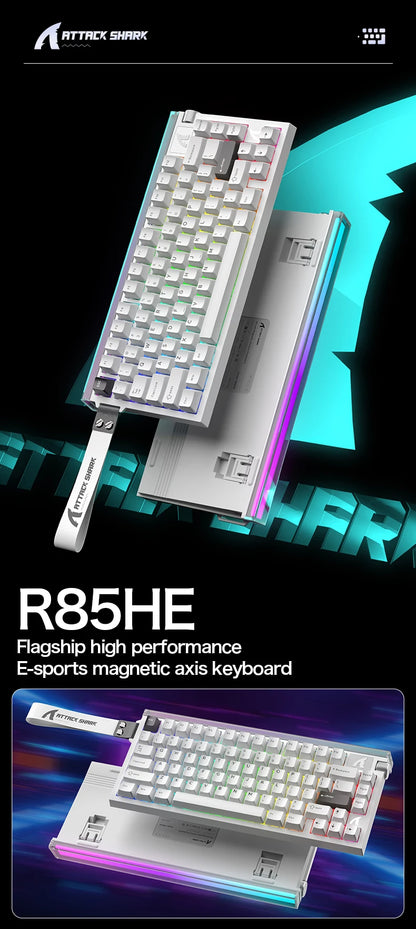 ATTACK SHARK R85 HE Wired 8KHz Magnetic Keyboard,0.005mm RT Accuracy,Support RT/Snap Tap/DKS/MT/TGL,With Custom Lightbox