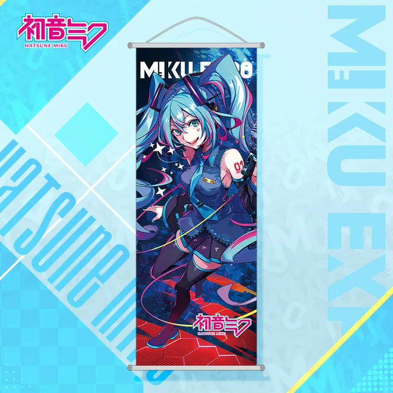 Hatsune Miku New Hanging Picture Cartoon Hatsune Miku Scroll Canvas Painting Two-dimensional Anime Peripherals Gifts for Girls