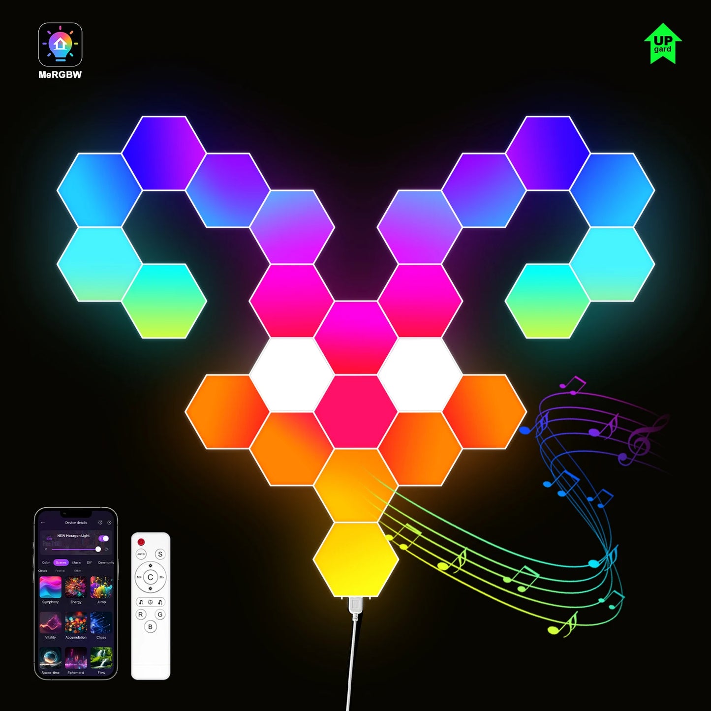Smart LED Hexagonal Wall Lamp Quantum Panel Music Sync APP Control for Game Room Bedroom Living Room Decor Birthday Christm Gift