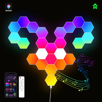 Smart LED Hexagonal Wall Lamp Quantum Panel Music Sync APP Control for Game Room Bedroom Living Room Decor Birthday Christm Gift