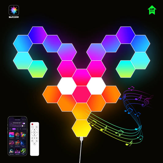 Smart LED Hexagonal Wall Lamp Quantum Panel Music Sync APP Control for Game Room Bedroom Living Room Decor Birthday Christm Gift
