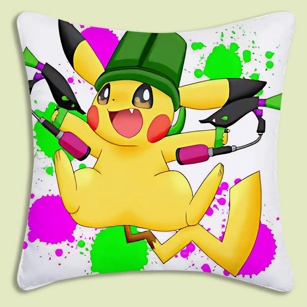 Cushion Covers  Anime P-Pokemon Pillow Covers Cartoon Sofa Decorative Home Double-sided Printing Short Plush Cute Cushion Cover