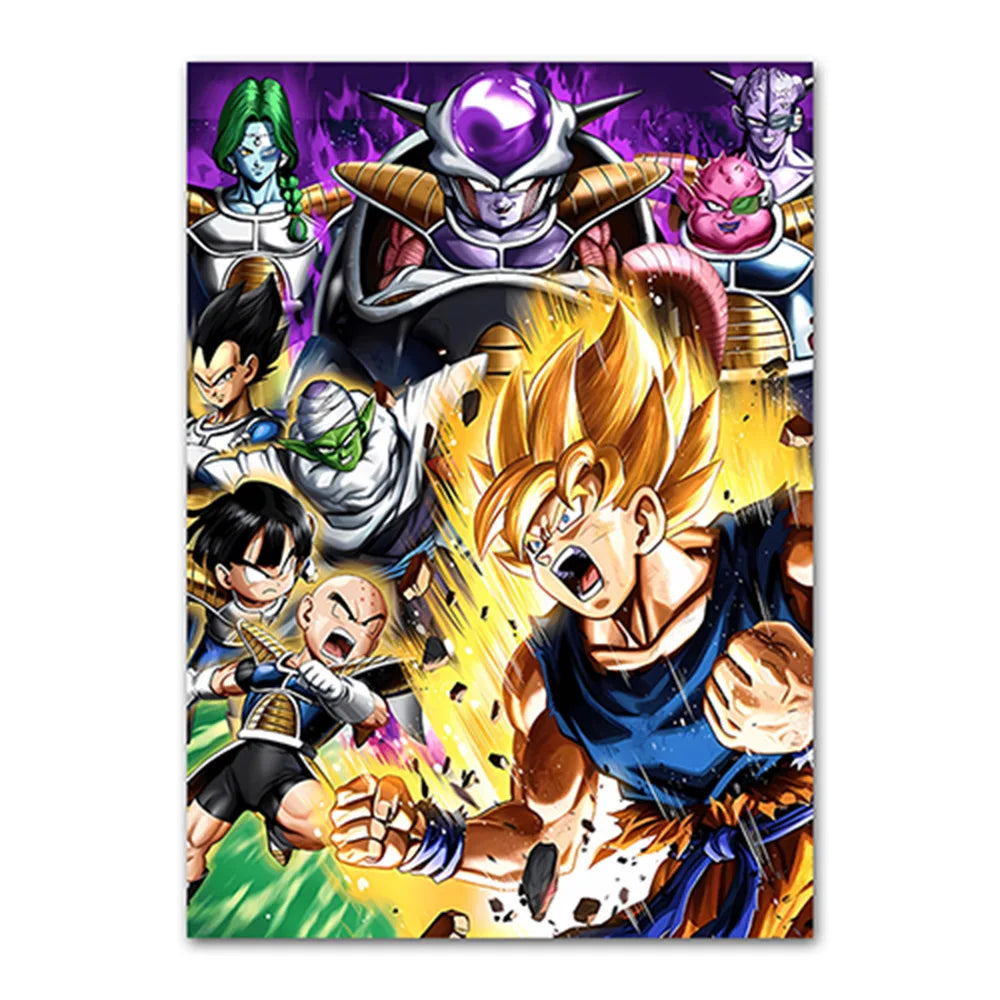 Dragon Ball Goku Van Gogh Starry Night Anime Oil Painting Poster Canvas Painting Dragon Ball Super Vegeta kid's Wall Painting