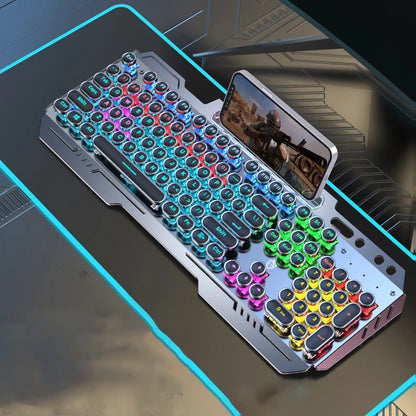 RGB Backlit Mechanical Keyboard Hotswap E-Sports Game Computer Wired 104 Key Steampunk Aluminum Alloy Gamer Home Office Keyboard