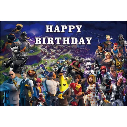 Fortnites Happy Birthday Backgrounds Anime Fortress Night Photography Backdrops Hanging Vinyl Wall Hanging Decor Party Supplies