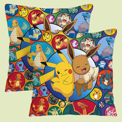 Cushion Covers  Anime P-Pokemon Pillow Covers Cartoon Sofa Decorative Home Double-sided Printing Short Plush Cute Cushion Cover