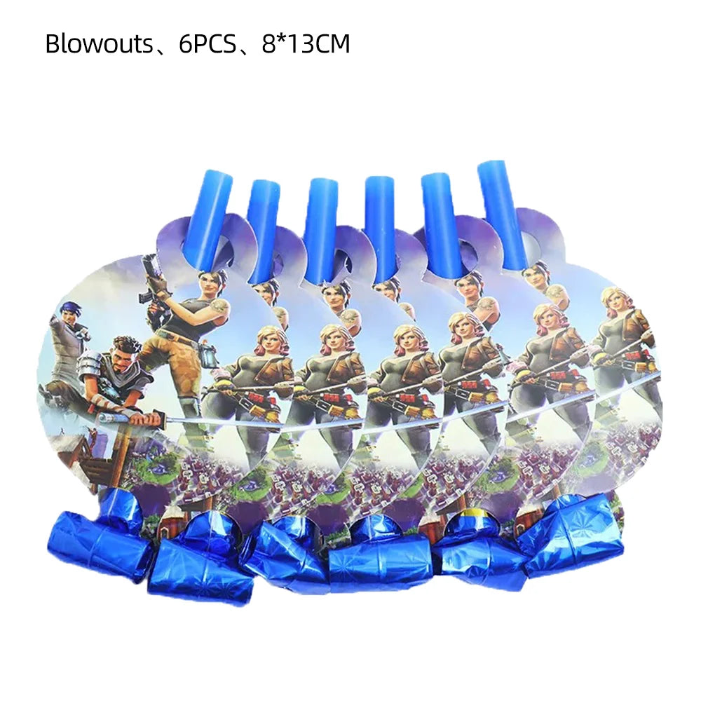 Hot Shooting Game Fortnition Birthday Decoration Disposable Tableware Plate Tablecloh Cup Baby Shower Boys Party Supplies and more