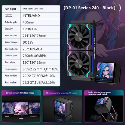 LOVINGCOOL DP series 360/240 CPU liquid cooler 4.0-inch super large frameless magnetic full screen Can DIY water cooler radiator