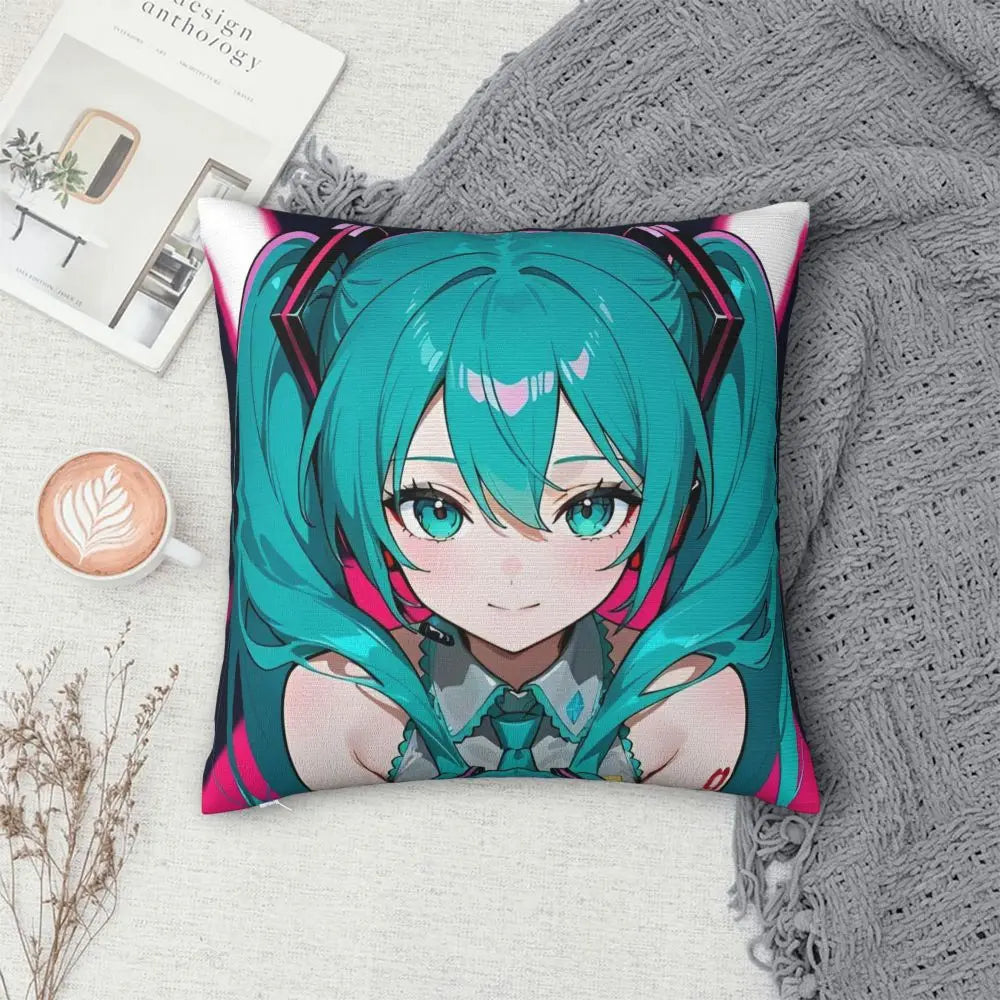 Cushion Covers Anime Hatsune Miku Pillow Case Awesome Decor Pillowcover for Living Room 40*40cm
