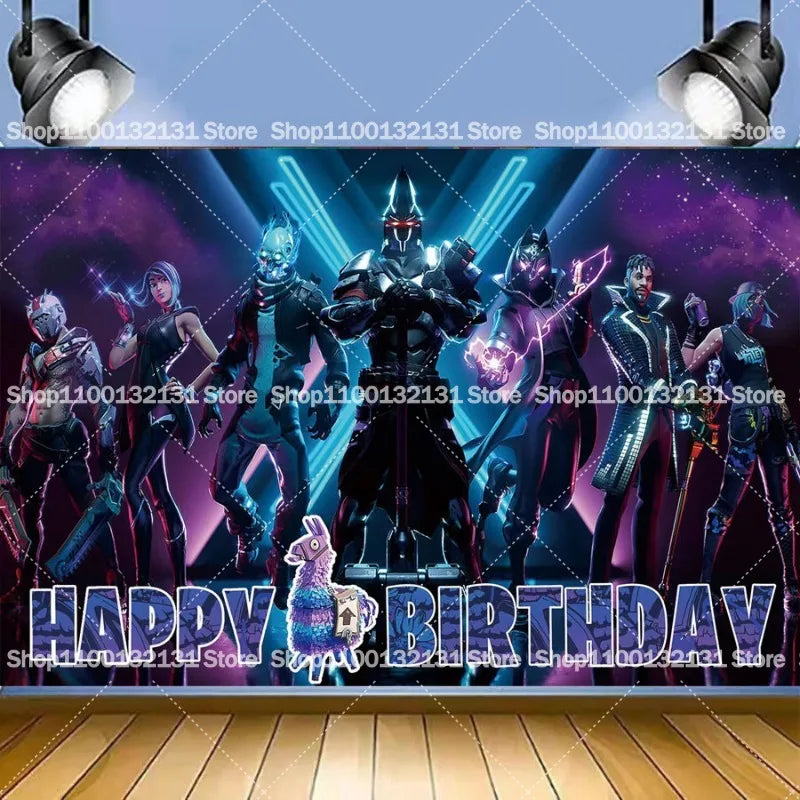Fortnites Happy Birthday Backgrounds Anime Fortress Night Photography Backdrops Hanging Vinyl Wall Hanging Decor Party Supplies