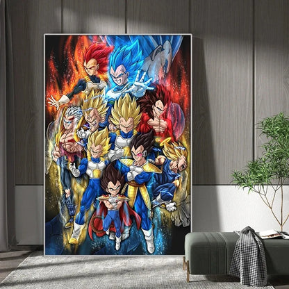 Dragon Ball Goku Van Gogh Starry Night Anime Oil Painting Poster Canvas Painting Dragon Ball Super Vegeta kid's Wall Painting