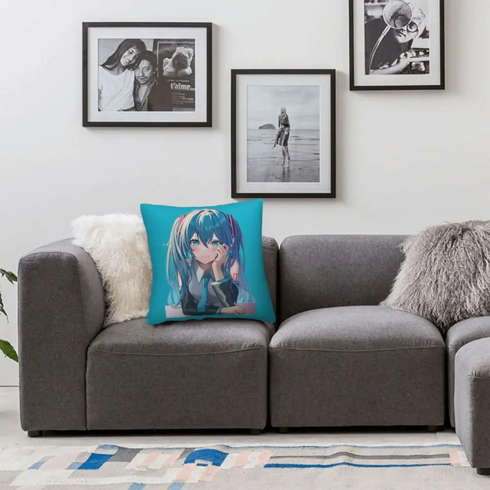 Cushion Covers Anime Hatsune Miku Pillow Case Awesome Decor Pillowcover for Living Room 40*40cm