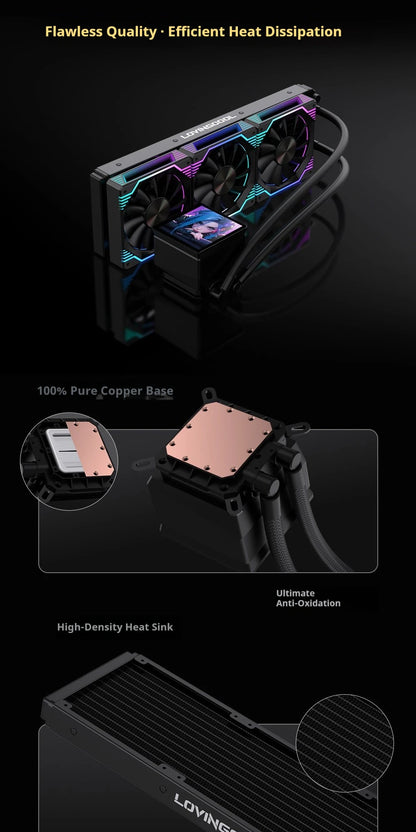 LOVINGCOOL DP series 360/240 CPU liquid cooler 4.0-inch super large frameless magnetic full screen Can DIY water cooler radiator