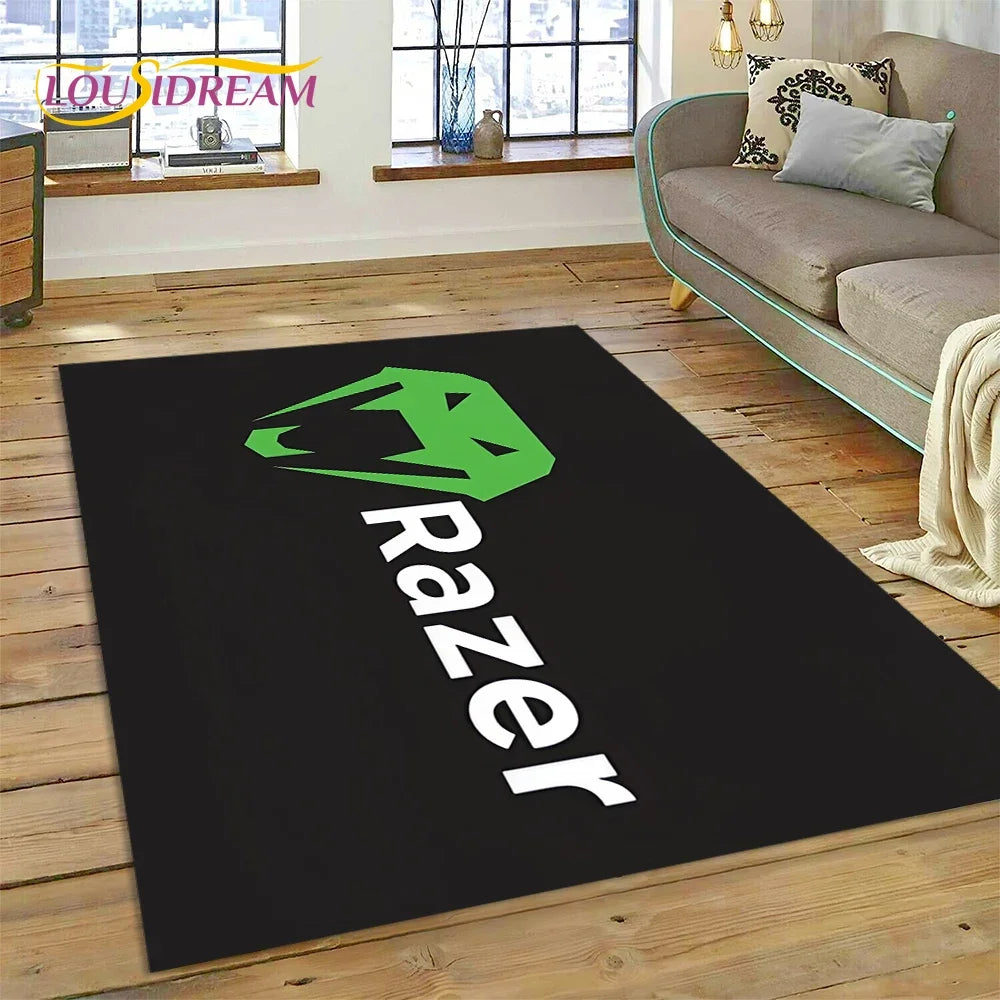 Razer Logo Game Snake Cartoon Customized Rug Carpet for Living Room Bedroom Decor,Non-slip Decoration for Sofa Doormat Gift Kid