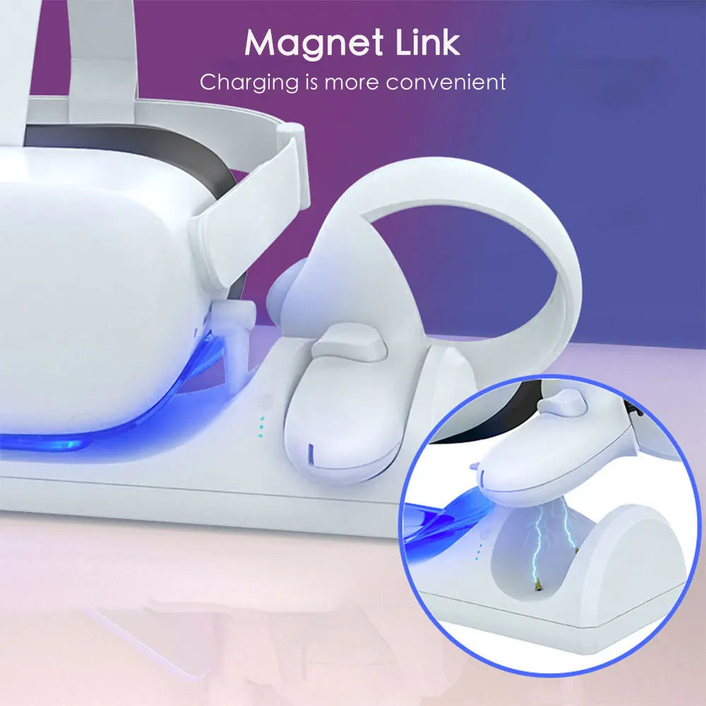 Charging Dock for Meta Quest 2 VR Headset Controller Charger Station with 2 Rechargeable Batteries and Power Adapter Accessories