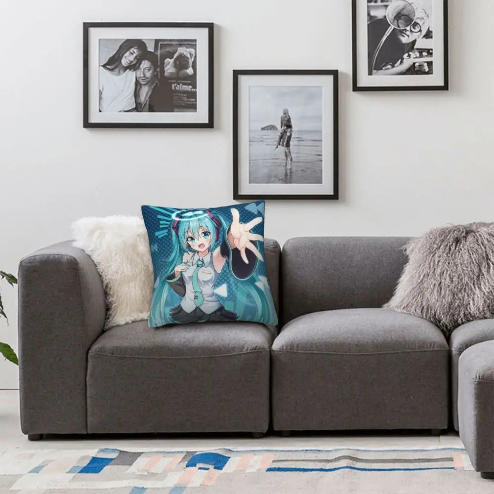 Cushion Covers Anime Hatsune Miku Pillow Case Awesome Decor Pillowcover for Living Room 40*40cm