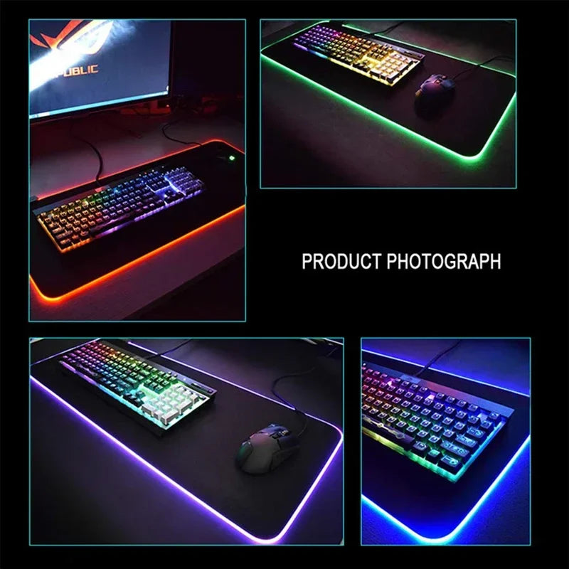 Large RGB LED Mousepad Attack on Titan Mouse Pads Anime Cool Gaming Tapis De Souris Carpet Laptop XXL Gabinete Gamer Accessories