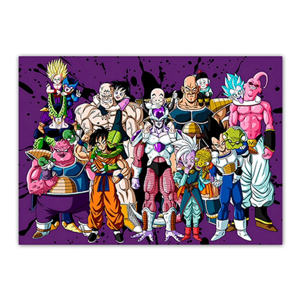 Dragon Ball Goku Van Gogh Starry Night Anime Oil Painting Poster Canvas Painting Dragon Ball Super Vegeta kid's Wall Painting