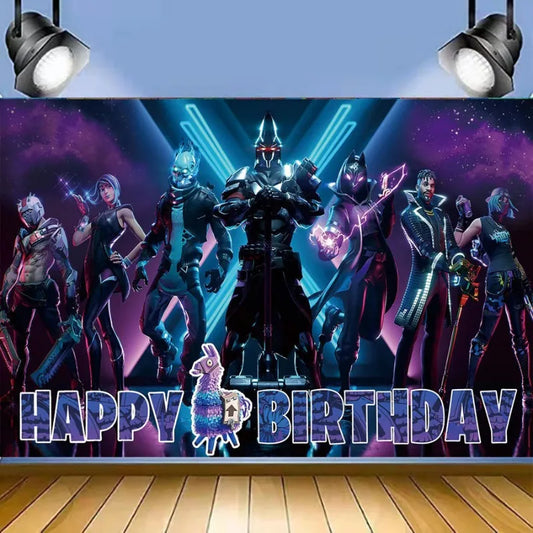Fortnites Happy Birthday Backgrounds Anime Fortress Night Photography Backdrops Hanging Vinyl Wall Hanging Decor Party Supplies