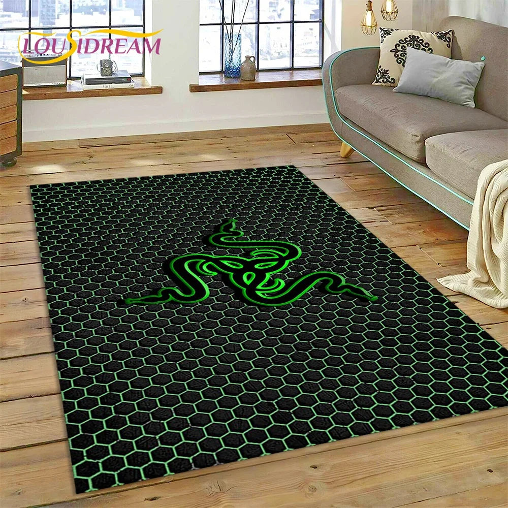 Razer Logo Game Snake Cartoon Customized Rug Carpet for Living Room Bedroom Decor,Non-slip Decoration for Sofa Doormat Gift Kid