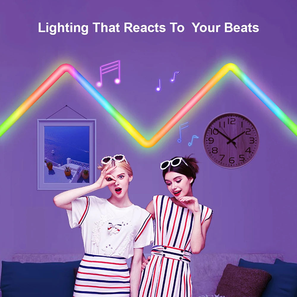 LED Smart Wall Light RGB Light Bar Bluetooth WIFIAPP Control Music Sync DIY Night Light TV Bedroom Game Room Bar Decoration