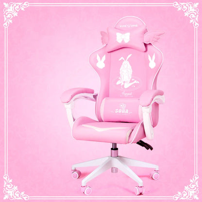 New Products WCG Gaming Chair Girls Cute Cartoon Computer Armchair Office Home Swivel Massage Chair Lifting Adjustable Chair