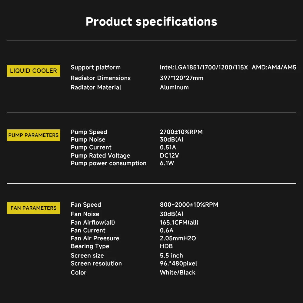 Jungle Leopard Pro Flow 360 ARGB All-In-One LCD SCREEN AIO LIQUID COOLE Water Cooling Radiator 5V3PIN ARGB Fan CPU Liquid Cooler