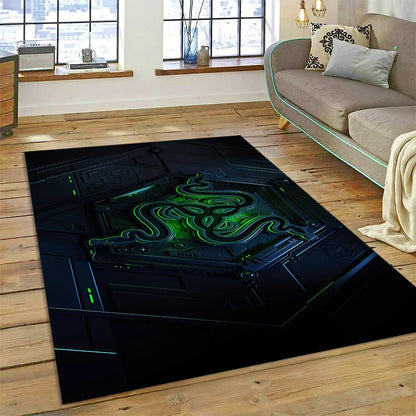 Razer Logo Game Snake Cartoon Customized Rug Carpet for Living Room Bedroom Decor,Non-slip Decoration for Sofa Doormat Gift Kid