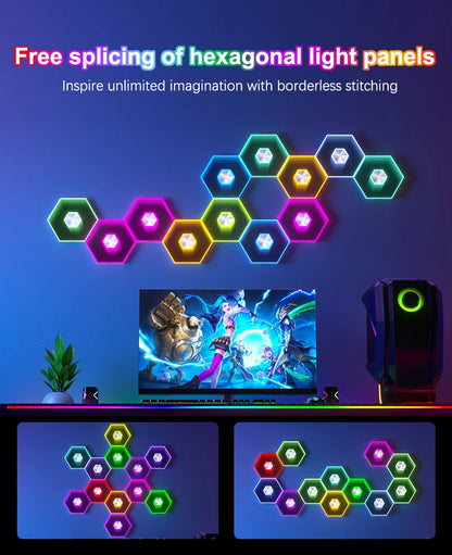 5V Led Esports Atmosphere Light Bluetooth Quantum Lamp Smart App RGB Remote Control Background Wall Bedroom DIY Decor Wall Lamp