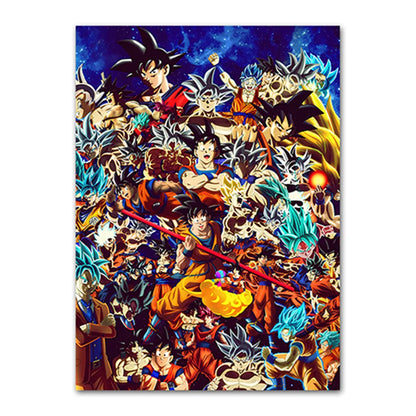 Dragon Ball Goku Van Gogh Starry Night Anime Oil Painting Poster Canvas Painting Dragon Ball Super Vegeta kid's Wall Painting