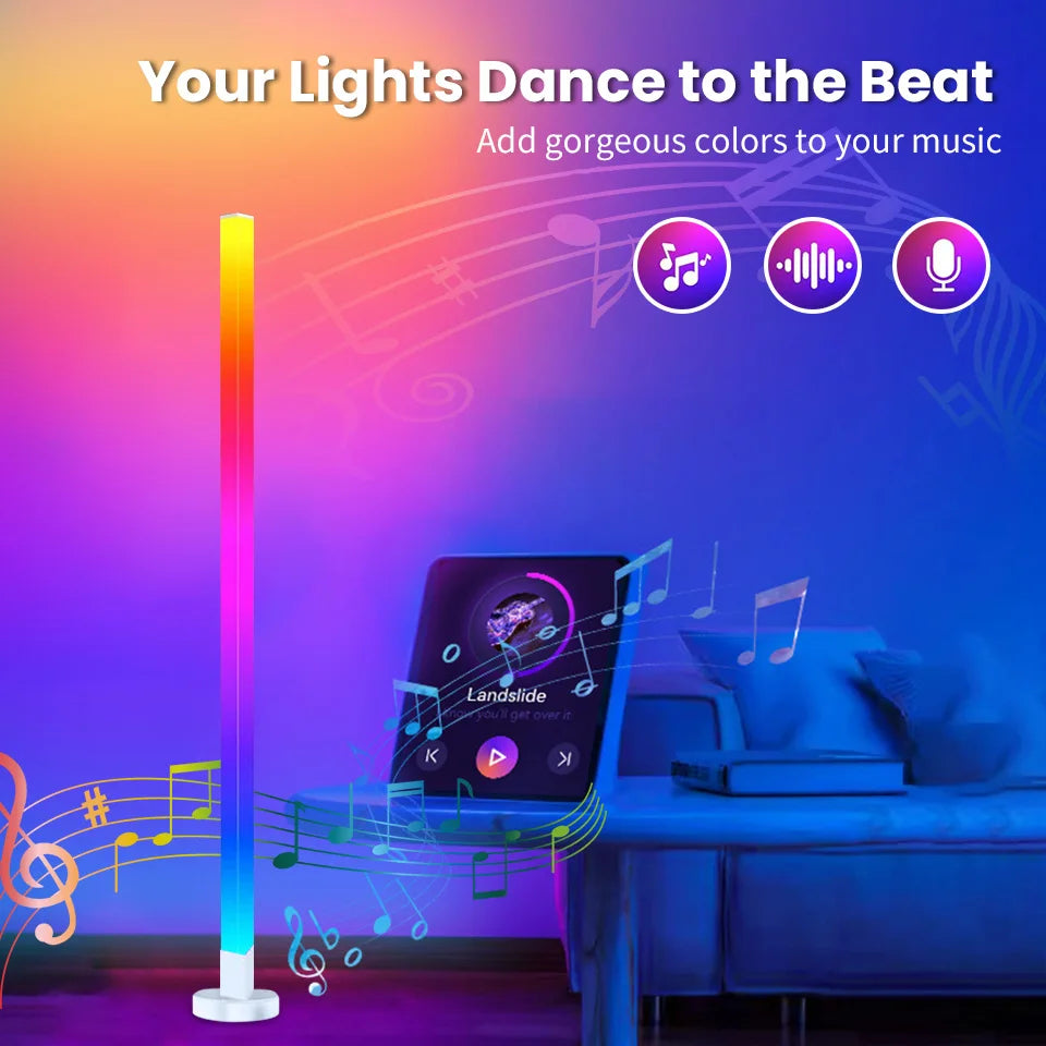 Smart RGB LED Floor Lamp Remote/Switch/APP Control USB Music Sync Corner Modern Mood Standing Light For Living Room Gaming Party