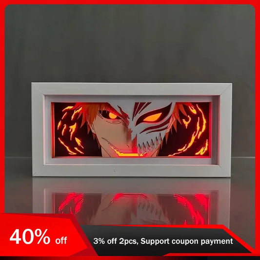 Bleach Ichigo Kurosaki 3D Anime LED Lights Box Peripherals Acrylic Cartoon Model Bedroom Decoration Lamp Desktop Ornaments Gifts