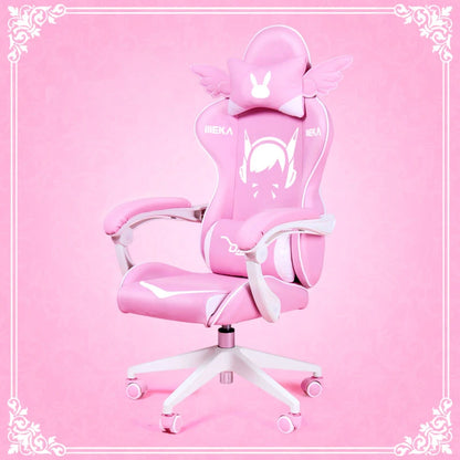 New Products WCG Gaming Chair Girls Cute Cartoon Computer Armchair Office Home Swivel Massage Chair Lifting Adjustable Chair