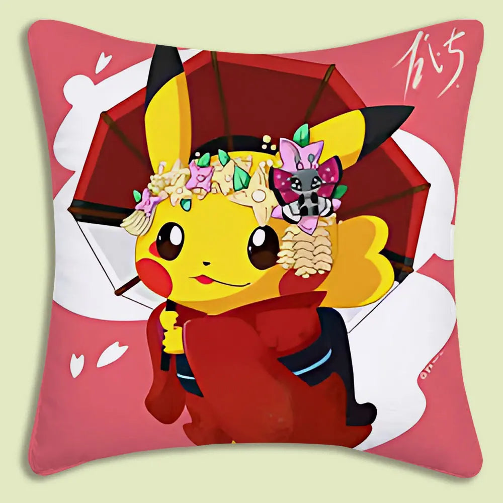 Cushion Covers  Anime P-Pokemon Pillow Covers Cartoon Sofa Decorative Home Double-sided Printing Short Plush Cute Cushion Cover