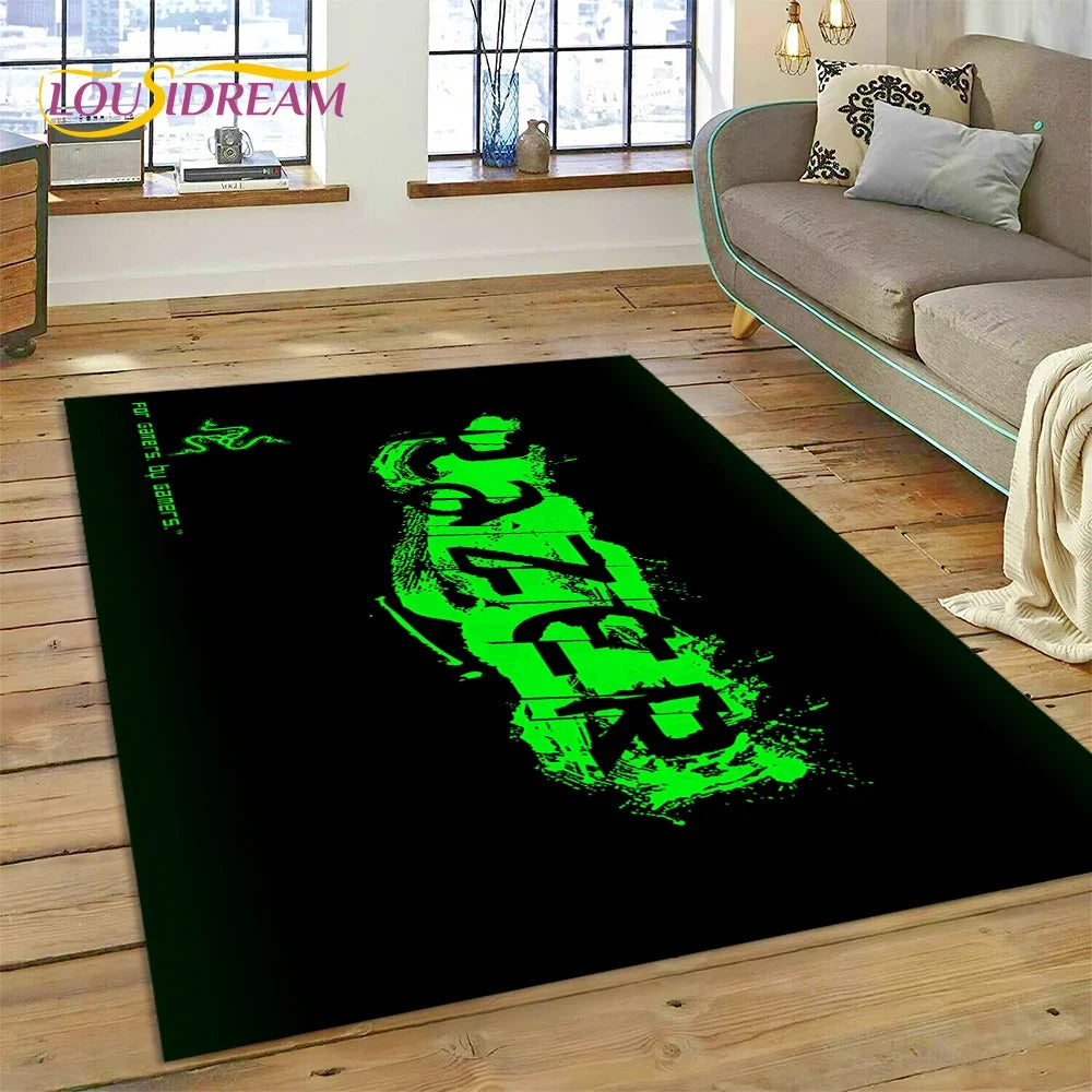 Razer Logo Game Snake Cartoon Customized Rug Carpet for Living Room Bedroom Decor,Non-slip Decoration for Sofa Doormat Gift Kid