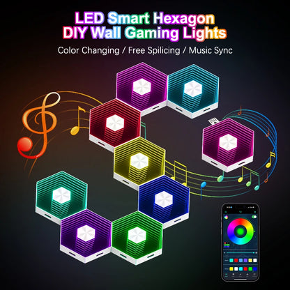 5V Led Esports Atmosphere Light Bluetooth Quantum Lamp Smart App RGB Remote Control Background Wall Bedroom DIY Decor Wall Lamp
