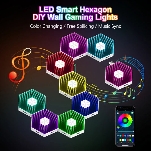 5V Led Esports Atmosphere Light Bluetooth Quantum Lamp Smart App RGB Remote Control Background Wall Bedroom DIY Decor Wall Lamp