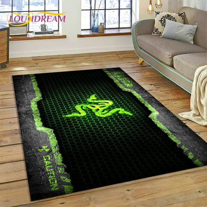 Razer Logo Game Snake Cartoon Customized Rug Carpet for Living Room Bedroom Decor,Non-slip Decoration for Sofa Doormat Gift Kid