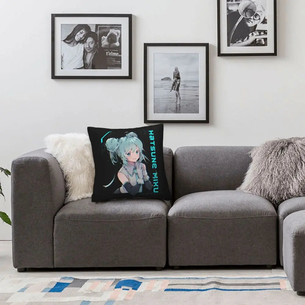 Cushion Covers Anime Hatsune Miku Pillow Case Awesome Decor Pillowcover for Living Room 40*40cm